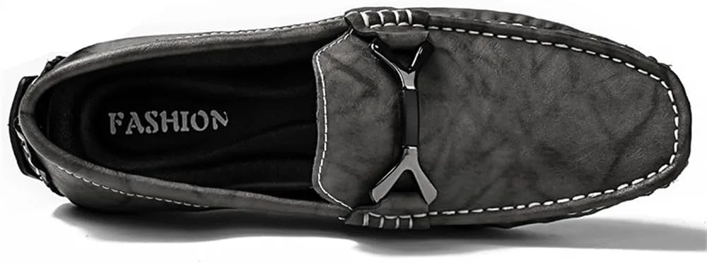 

Мужские кожаные лоферы на плоской подошве, слипоны, мокасины для вождения, повседневные лодочные туфли Abborora, серый