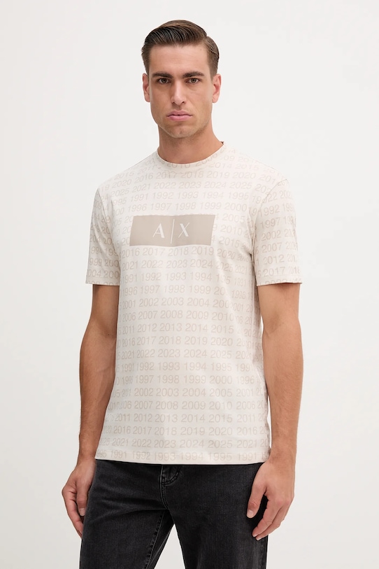 

Хлопковая футболка Armani Exchange, бежевый