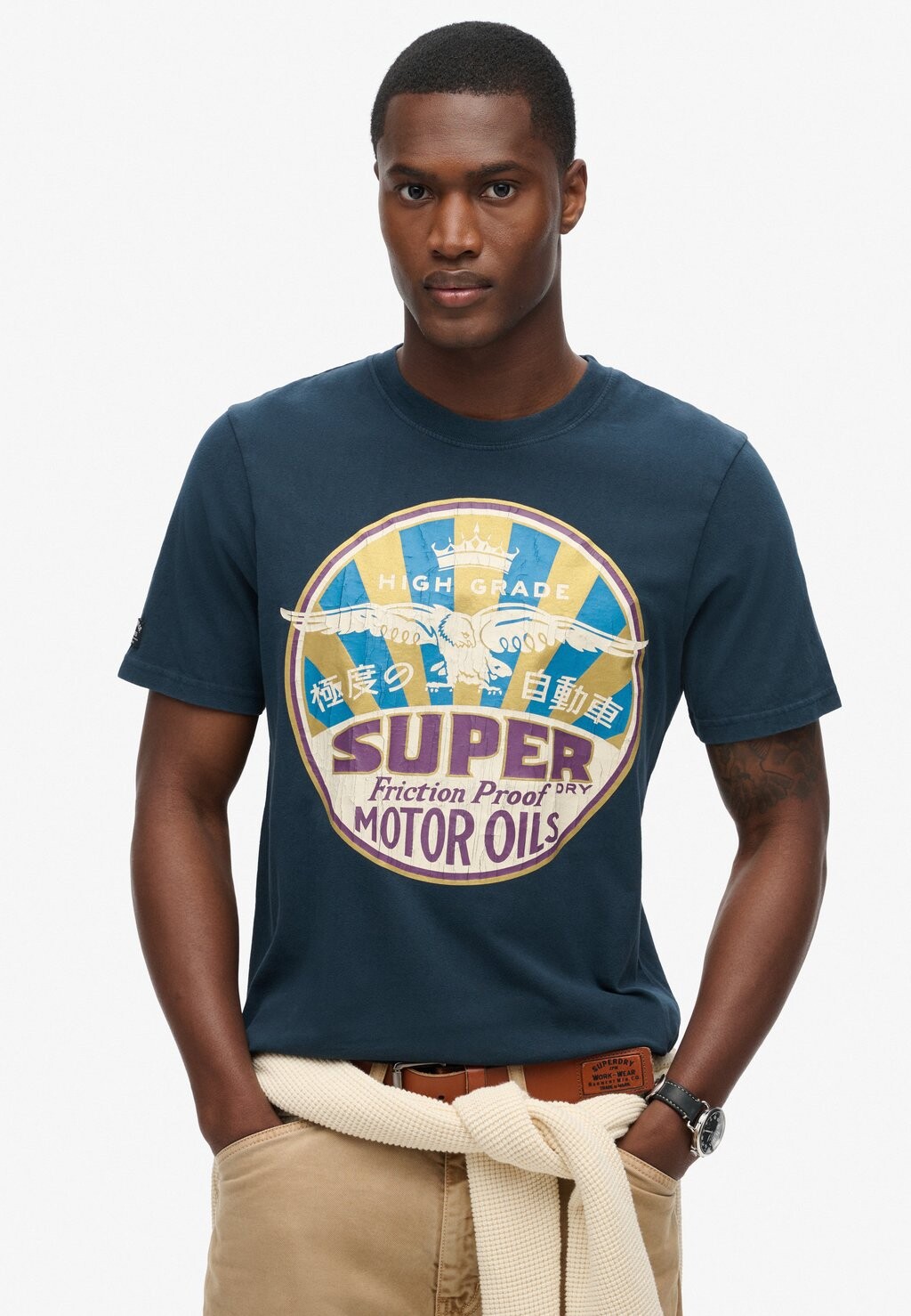 

Футболка с принтом WORKWEAR GASOLINE GRAPHIC Superdry, синий