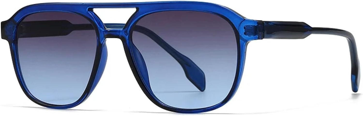 

Женские солнцезащитные очки с двойной перемычкой, роскошные солнцезащитные очки в стиле ретро для мужчин, градиентные солнцезащитные очки с защитой от УФ-излучения UV400 TKKTLLT, Blue Grey Blue