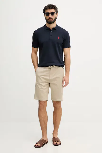 Шорты из эластичного хлопка USPA COMFORT WAIST CLASSIC CHINO U.S. Polo Assn., бежевый — фото 2