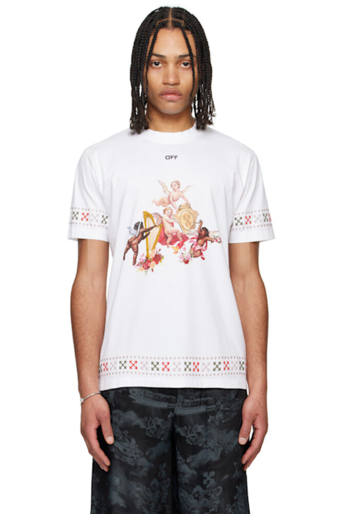 

Белая футболка с изображением Путти Off-White