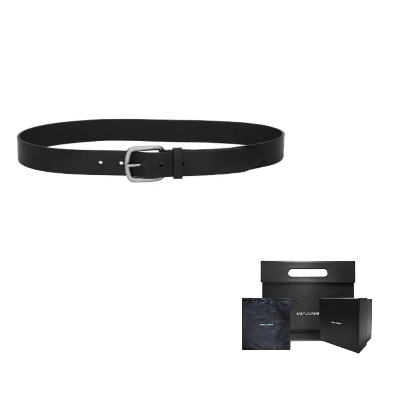 

SAINT LAURENT Кожаный ремень унисекс черный шириной 3 см, Black