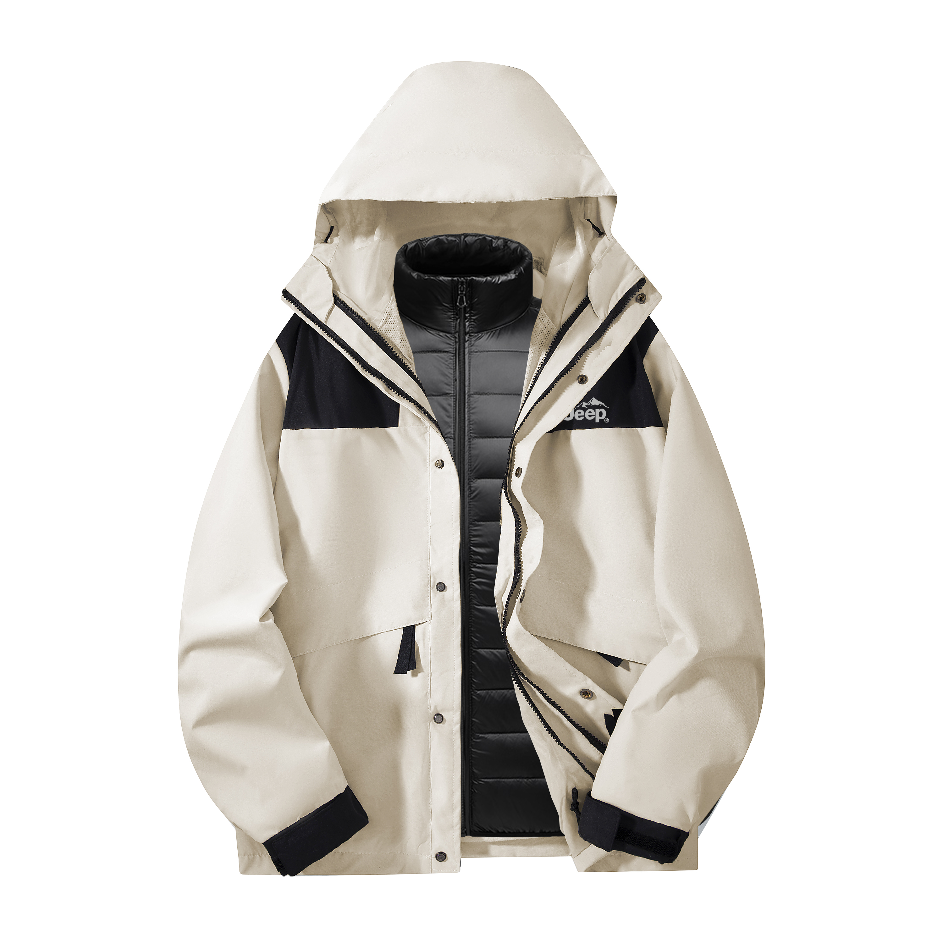 

Куртка Wrangler Unisex Hooded Fleece lined Workwear Jeep, айвори белый[upgraded down liners]