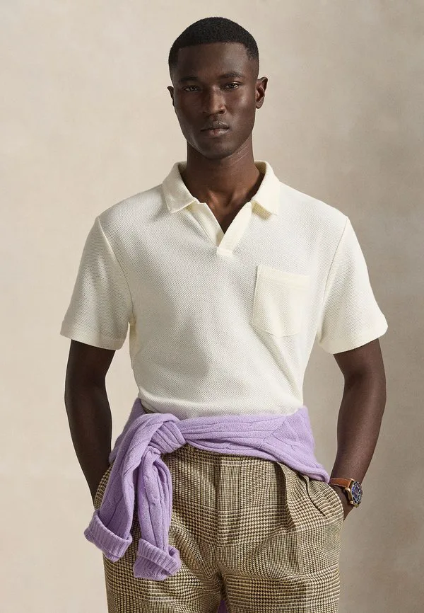 Рубашка-Поло стандартного кроя с сотовой сетчатой структурой. Polo Ralph Lauren, Pale Cream