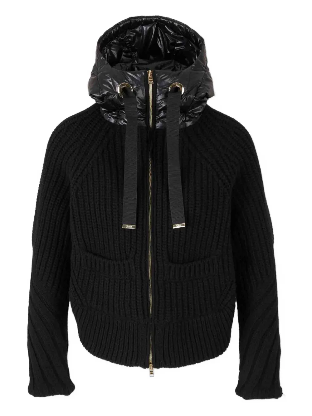 

Капюшонный кардиган в рубчик Herno, черный