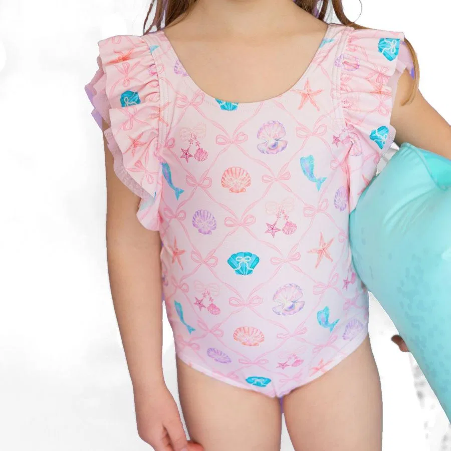 Детский купальник для девочек "Русалка в решетке" Sweet Wink, розовый — фото 2