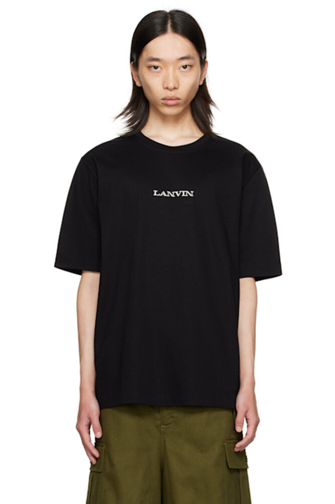 

Черная классическая футболка с вышивкой «Lanvin»