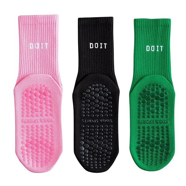 

Комплект из 3 пар противоскользящих носков с рифленой манжетой Anna-Kaci, Pink Black Green