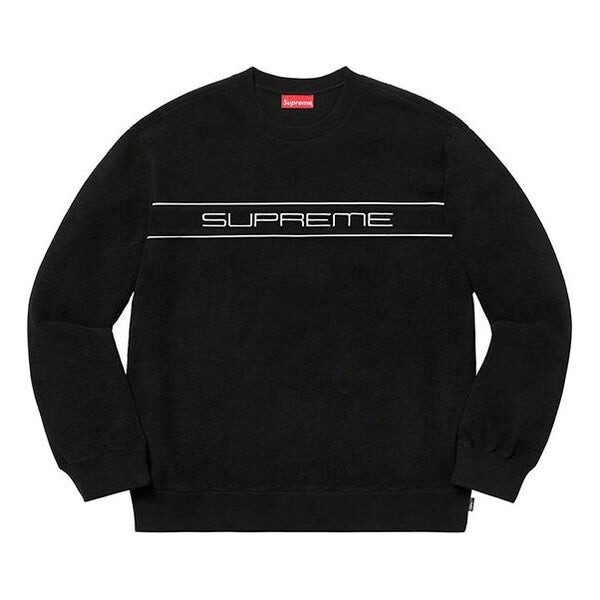 

Толстовка fw19 week 10 polartec crewneck black logo Supreme, черный