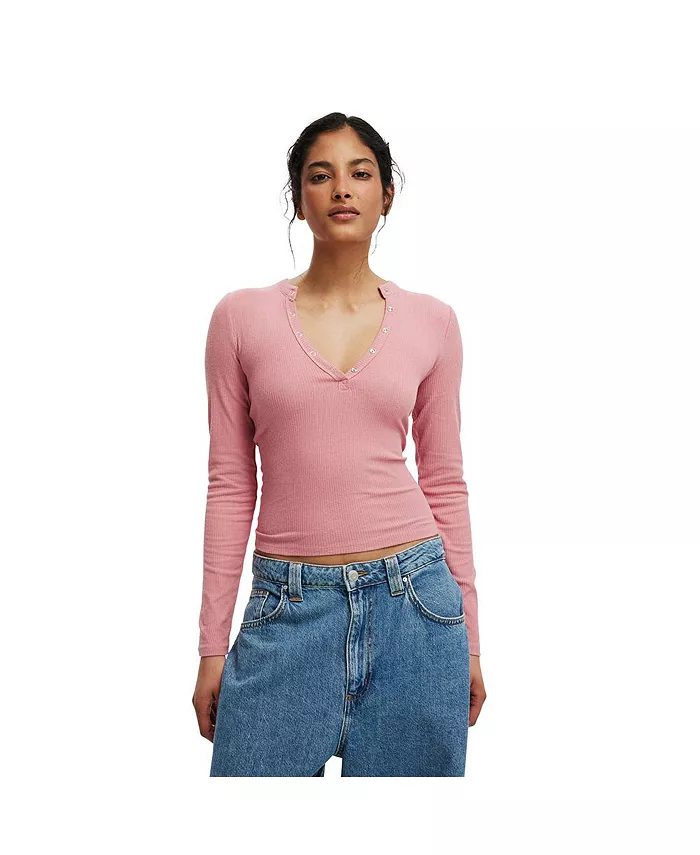 

Женская футболка Ryan Henley с длинным рукавом COTTON ON, розовый