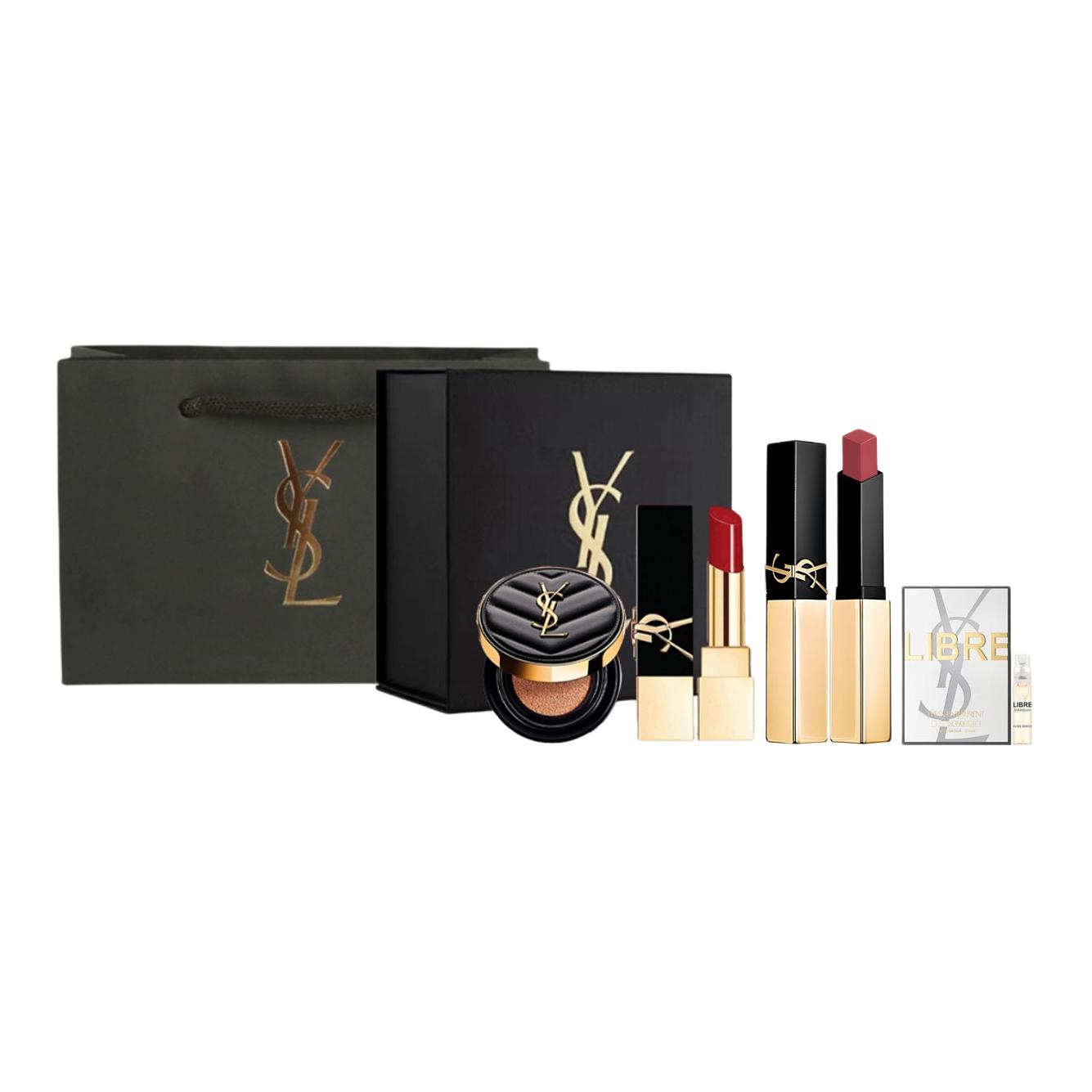 

Набор для макияжа goddess beloved gift set, легко растушевывается, бархатисто-сатиновая текстура, натуральный матовый финиш SAINT LAURENT, official box shopping bag (formal wear) 1977 set