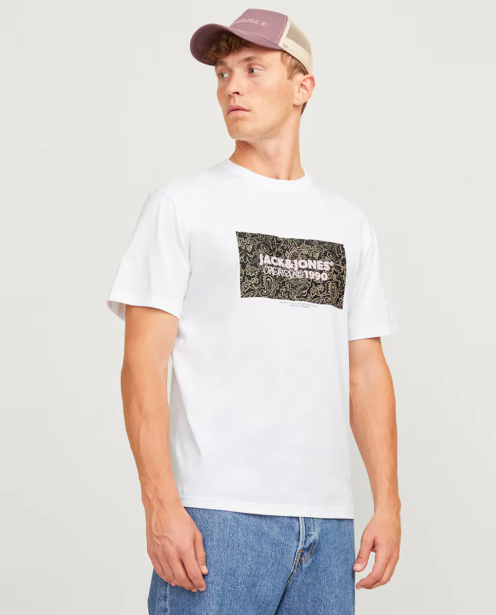 

Мужская футболка с короткими рукавами и принтом спереди Jack & Jones, белый