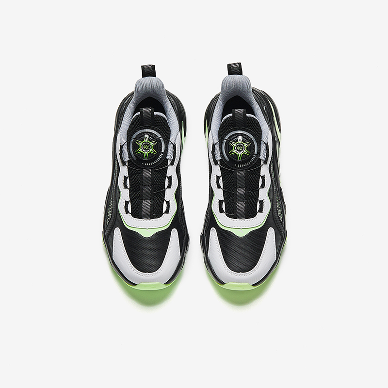 Antakids Легкие амортизирующие низкие детские кроссовки black white green kids — фото 4