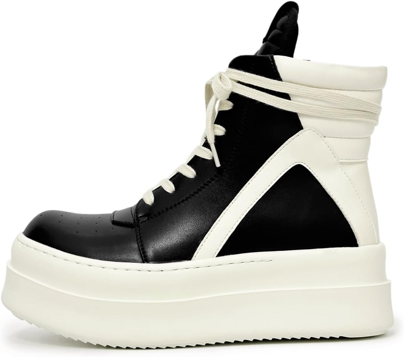 

Мужские высокие кеды с платформой, увеличивающей рост, спортивная обувь с верхом из кожи, повседневная обувь на шнуровке, модная обувь Azttoztto, белый/черный