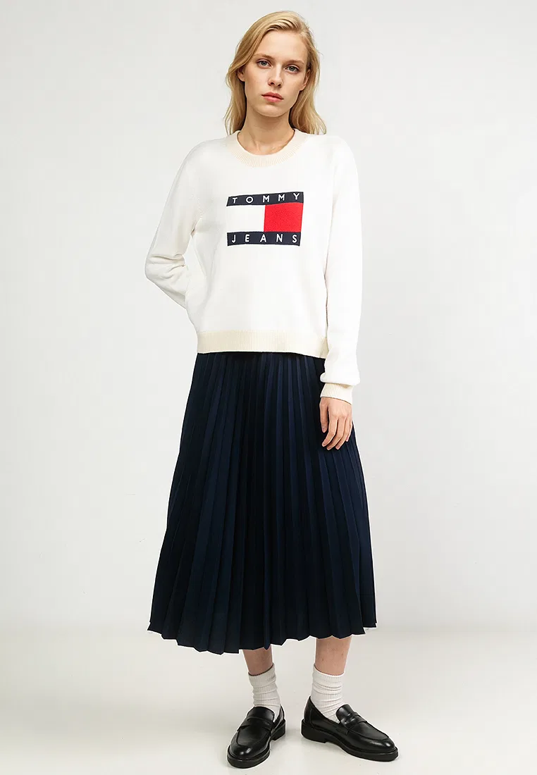 Юбка миди, плиссированная, на резинке, Fluid Tommy Hilfiger, темно-синий — фото 4