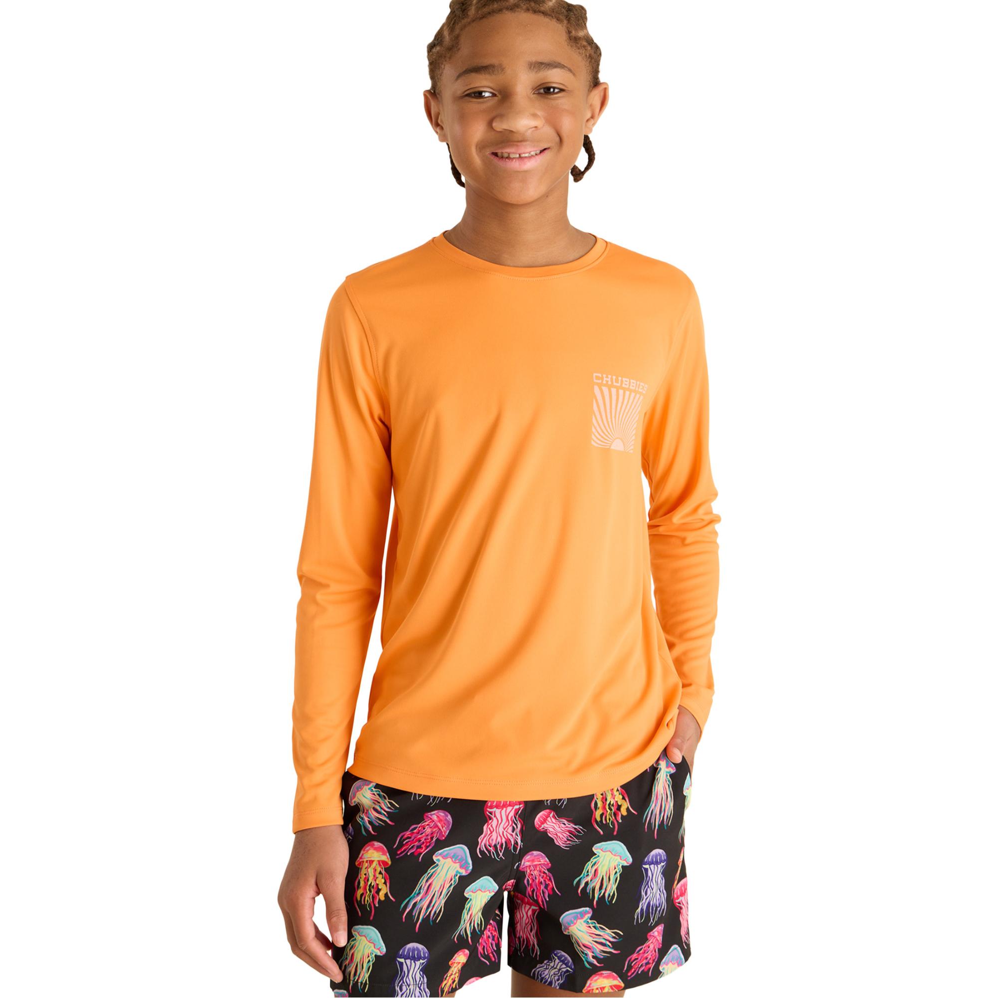 Детская футболка с круглым вырезом "Золотой час" Chubbies, Medium Orange — фото 3