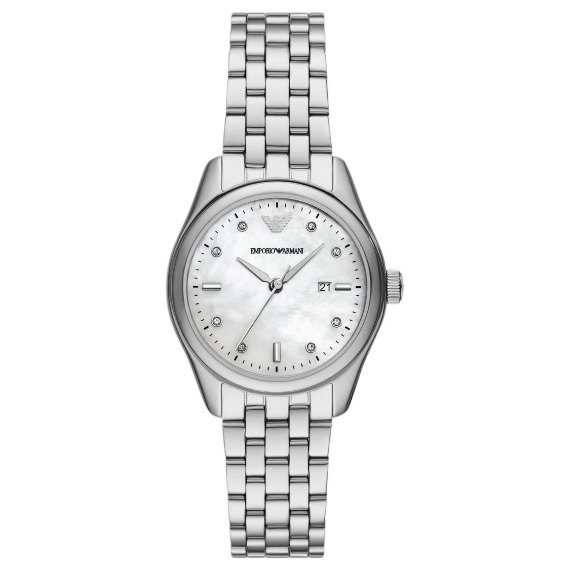 

EMPORIO ARMANI Часы Three Hand Date Stainless Steel Watch, Mother-of-Pearl Color Watch Dial