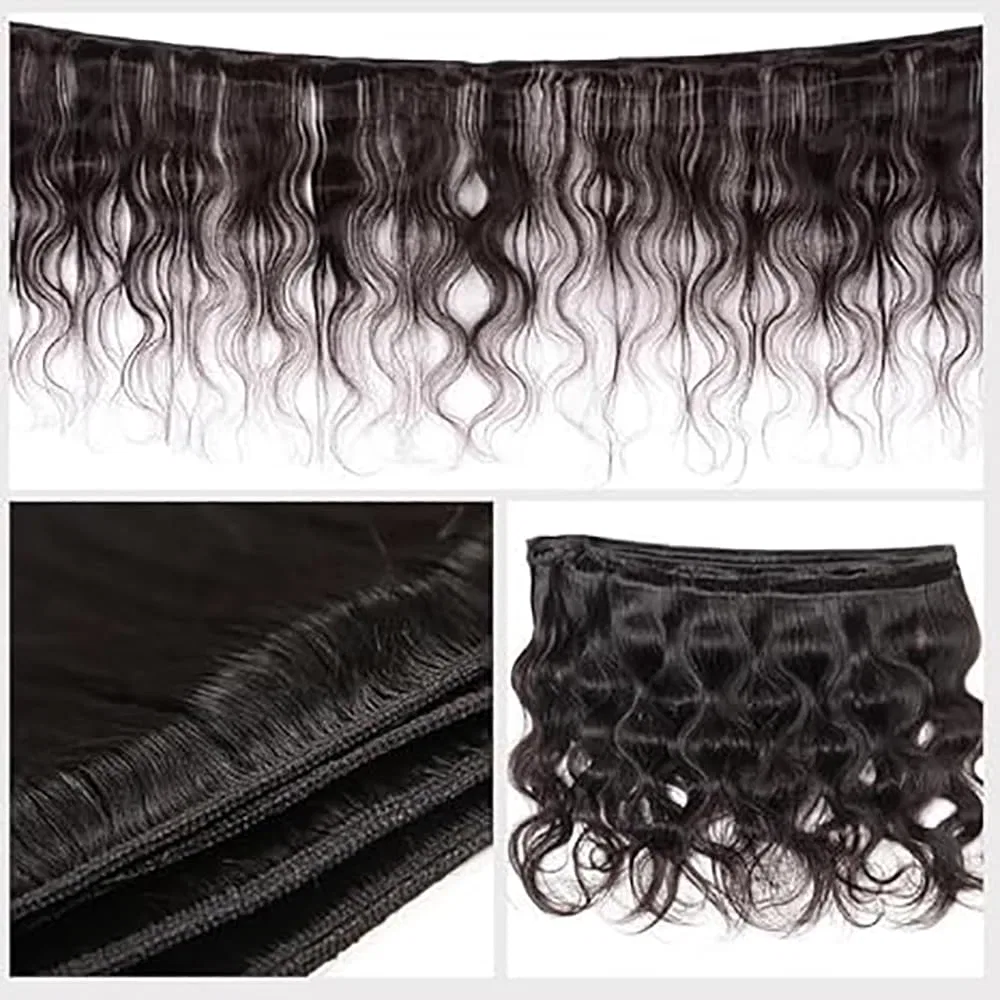 Наращивание волос Body Wave из натуральных волос Remy, 3 пучка, двойной уток, #1B натуральный черный, 86 см Shoaiye, #1B-Bb — фото 4
