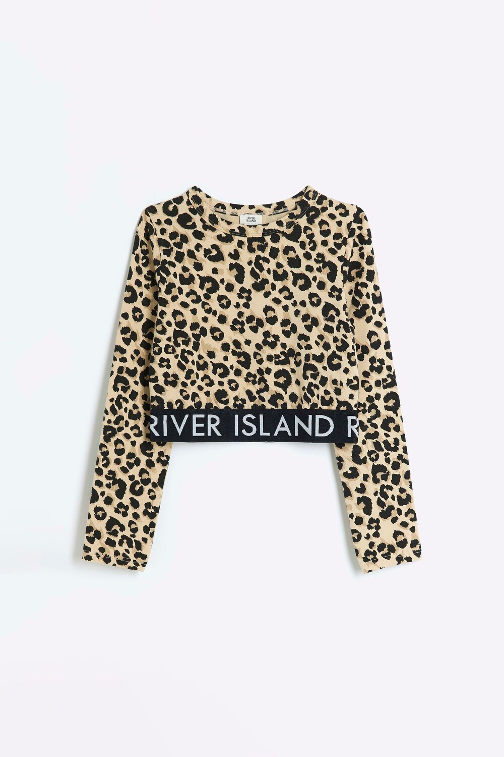 

Топ с животным принтом для девочек River Island, бежевый