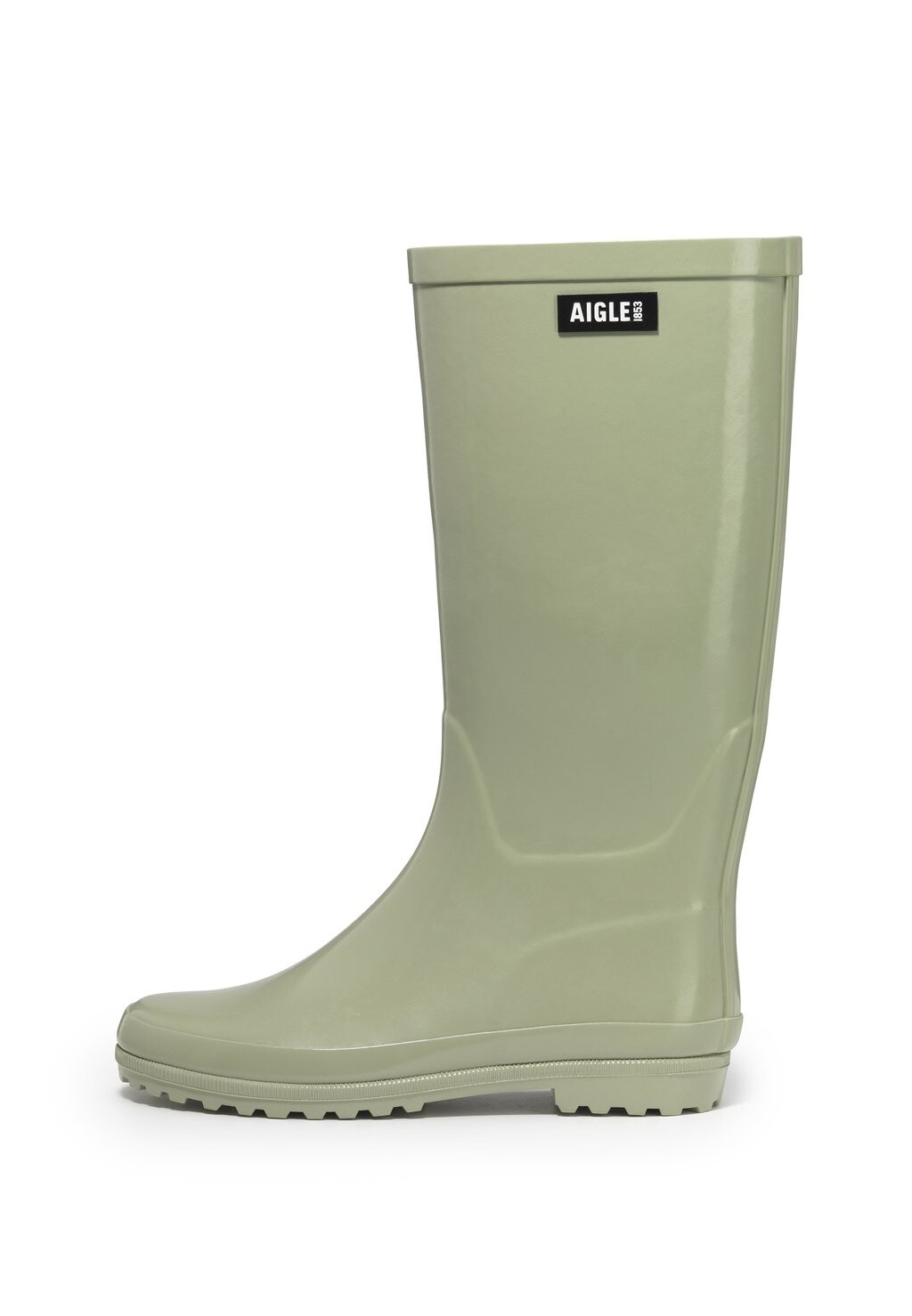 Женские резиновые сапоги Aigle высокие с логотипом, оливковый