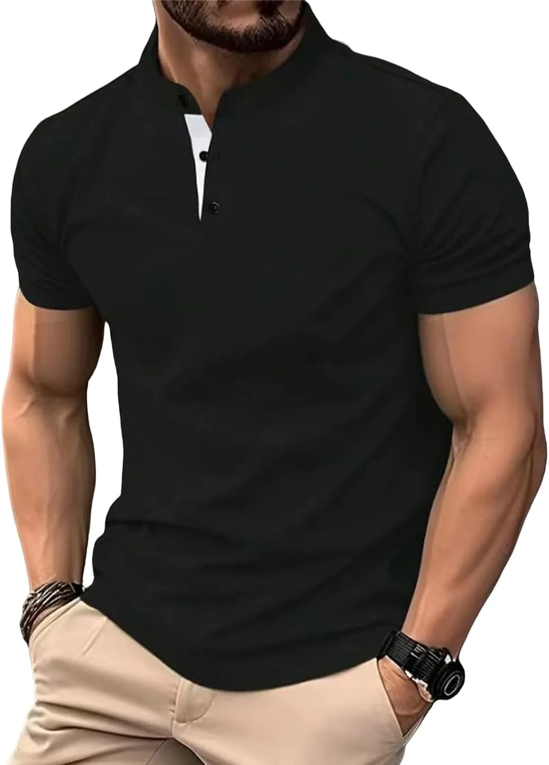 

Мужская хенли майка для тренировок, Muscle Slim Longline, хлопок CHXLQQX