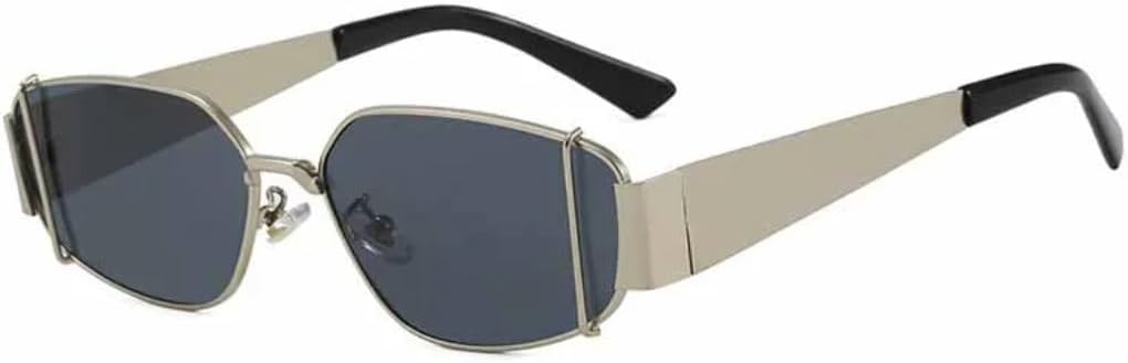 

Панк-очки в металлической овальной оправе для женщин, роскошные мужские солнцезащитные очки для летних путешествий, модные очки для вождения, защита от УФ-излучения UV400 VVTWSSW, Silver Gray