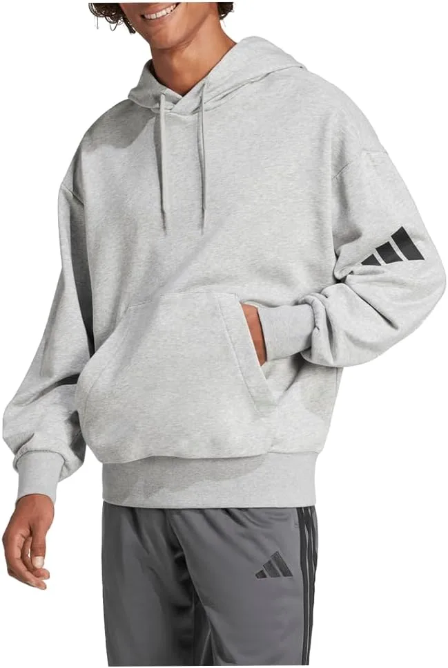 Толстовка Adidas Essentials Loose-Fit 3 Bar Logo French Terry Casual Outerwear - grey — фото 2