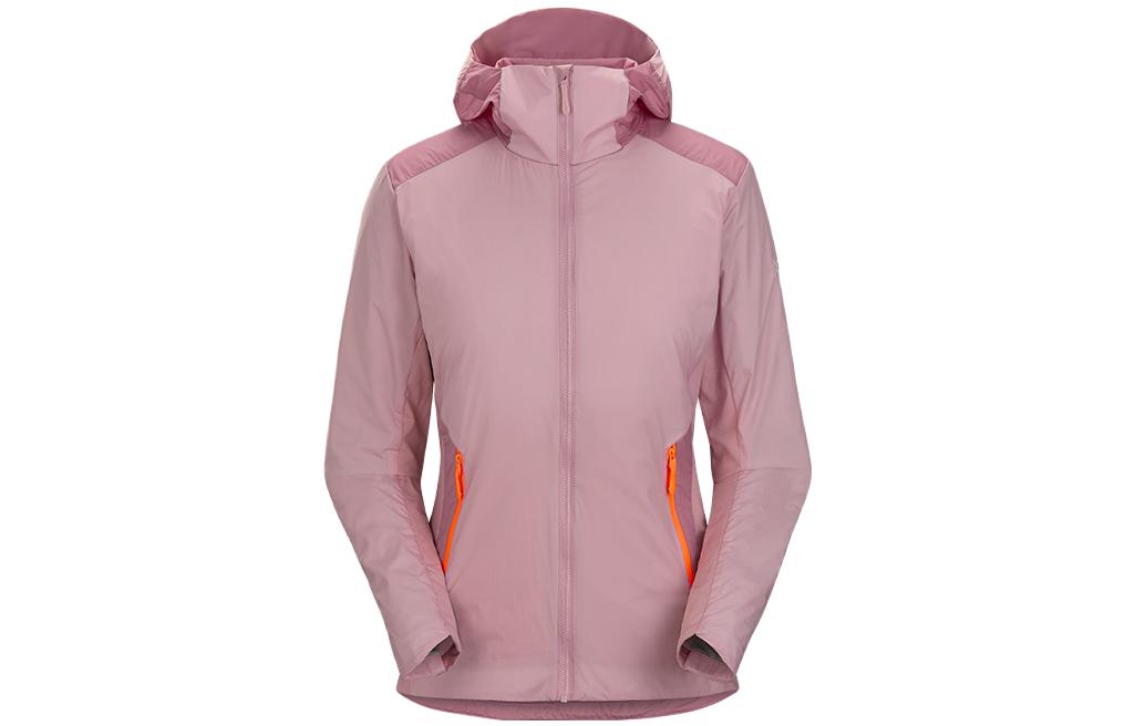 Arcteryx ATOM легкая пуховая куртка Women's, Beige Chestnut Pink/Starfire Orange/Bliss/Spark — фото 3
