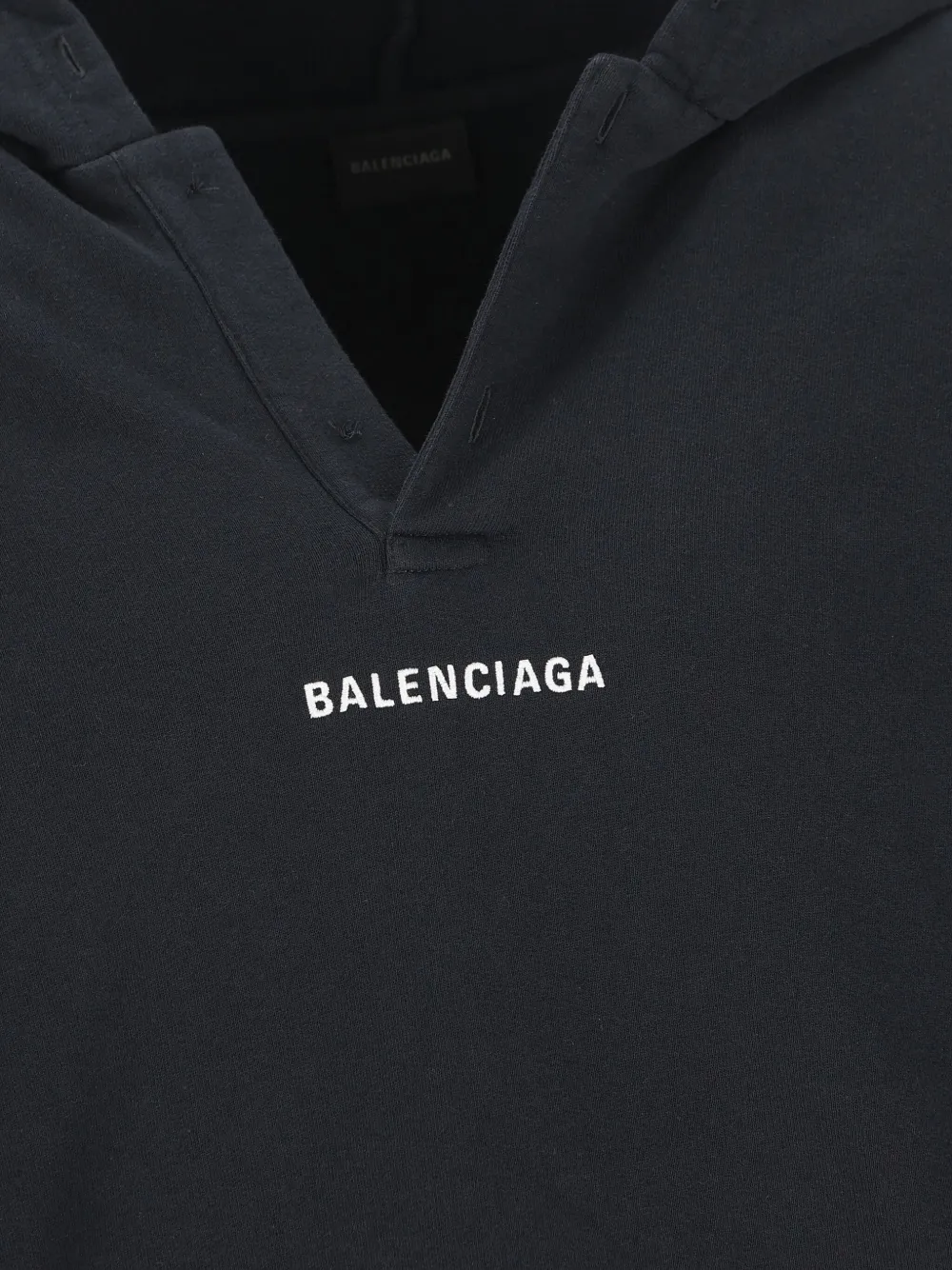 Худи из хлопка с логотипом Balenciaga, черный — фото 3