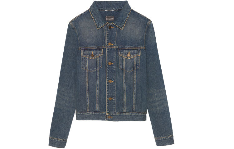 

Джинсовая куртка мужская винтажная синяя Saint Laurent, синий