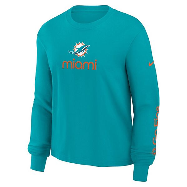 Женская футболка с длинным рукавом aqua miami dolphins Nike — фото 3