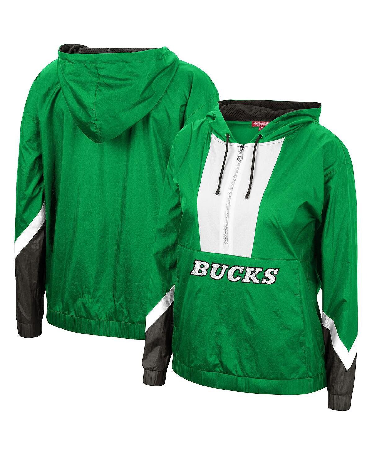 

Женская зеленая ветровка 2.0 с полумолнией Milwaukee Bucks с капюшоном Mitchell & Ness, зеленый