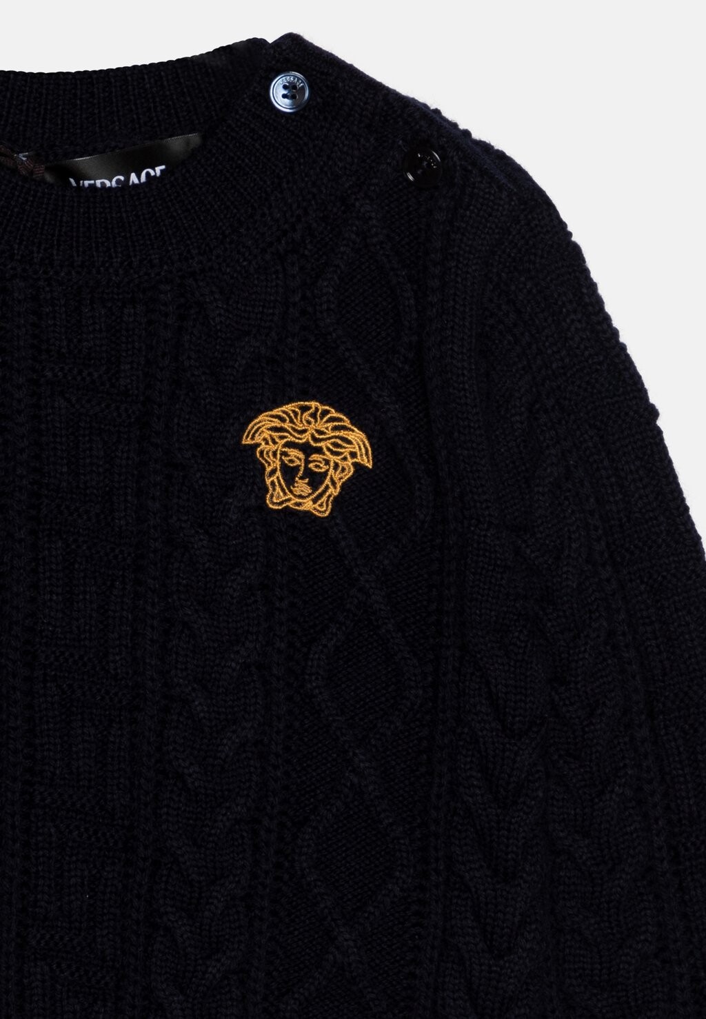 

Вязаный свитер BABY CABLE MIX UNISEX Versace, темно-синий
