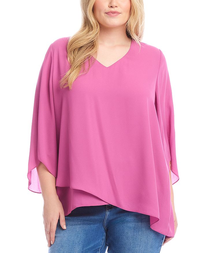 

Топ с асимметричным подолом Plus Size Karen Kane, розовый