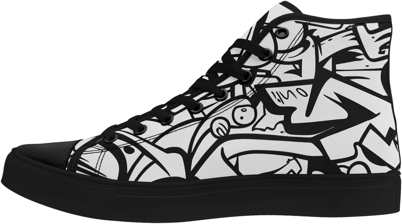 

Модные высокие кеды-граффити для мужчин и женщин, легкие стильные текстильные кроссовки, плоская подошва, дышащая обувь для студентов Coolcustomize, белый/черный