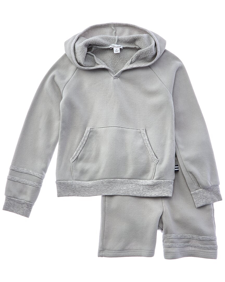 

Великолепный комплект из двух предметов: полосатый худи и шорты Splendid, серый