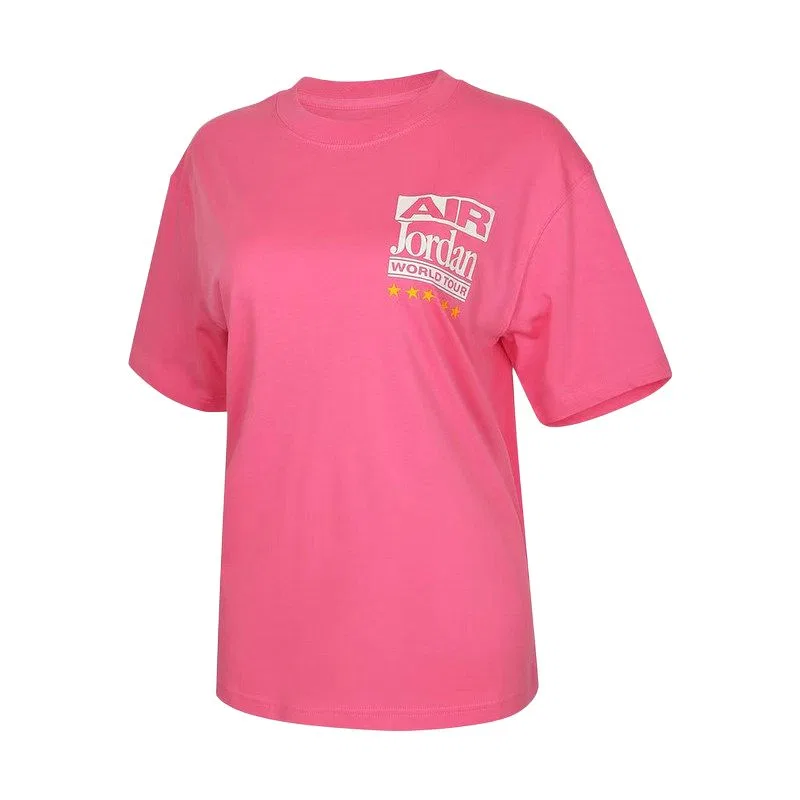 Футболка Air T Shirts женская Pink с круглым вырезом, средней посадки Jordan