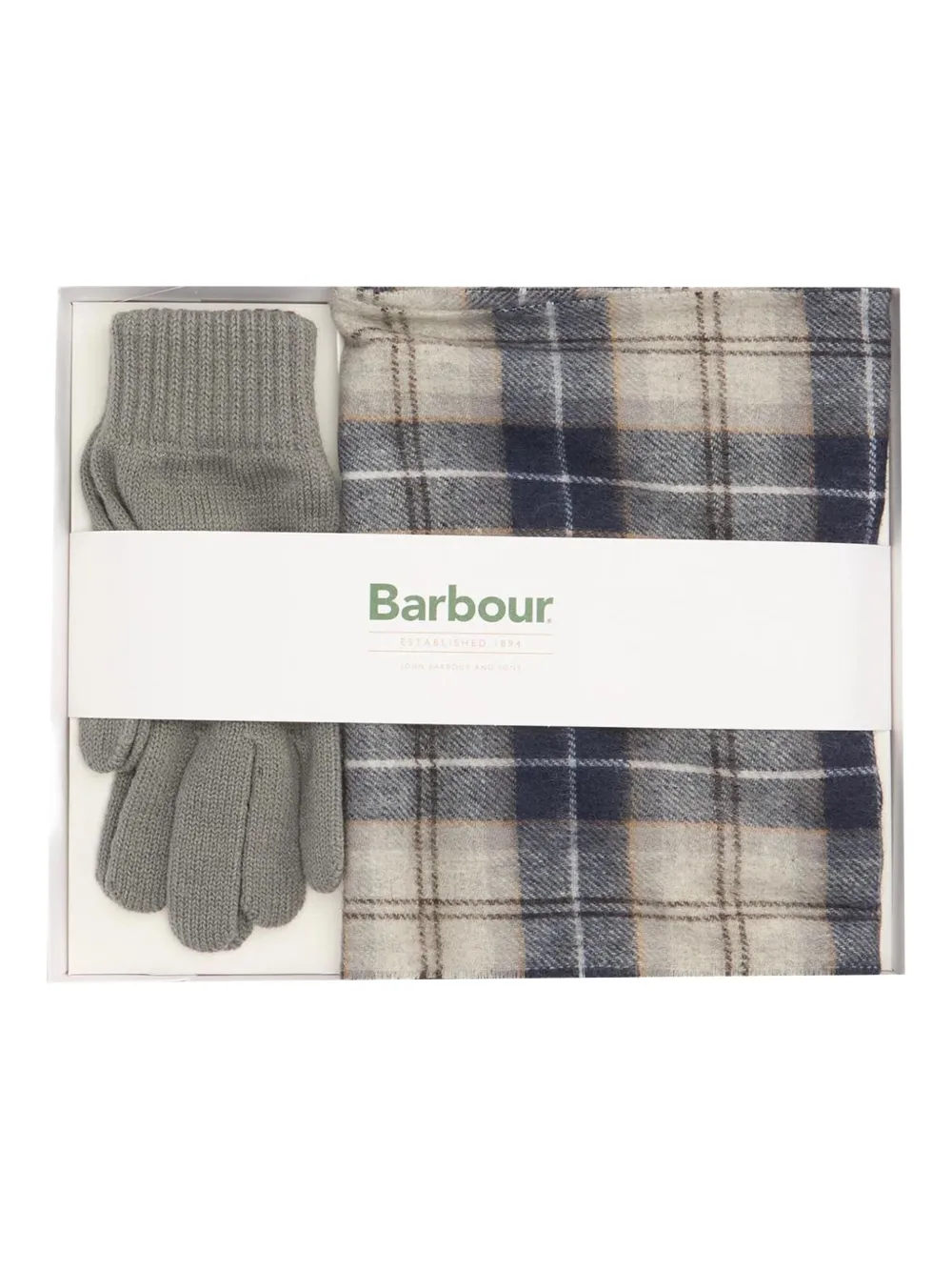 

Перчатки и шарф в клетку Barbour, серый
