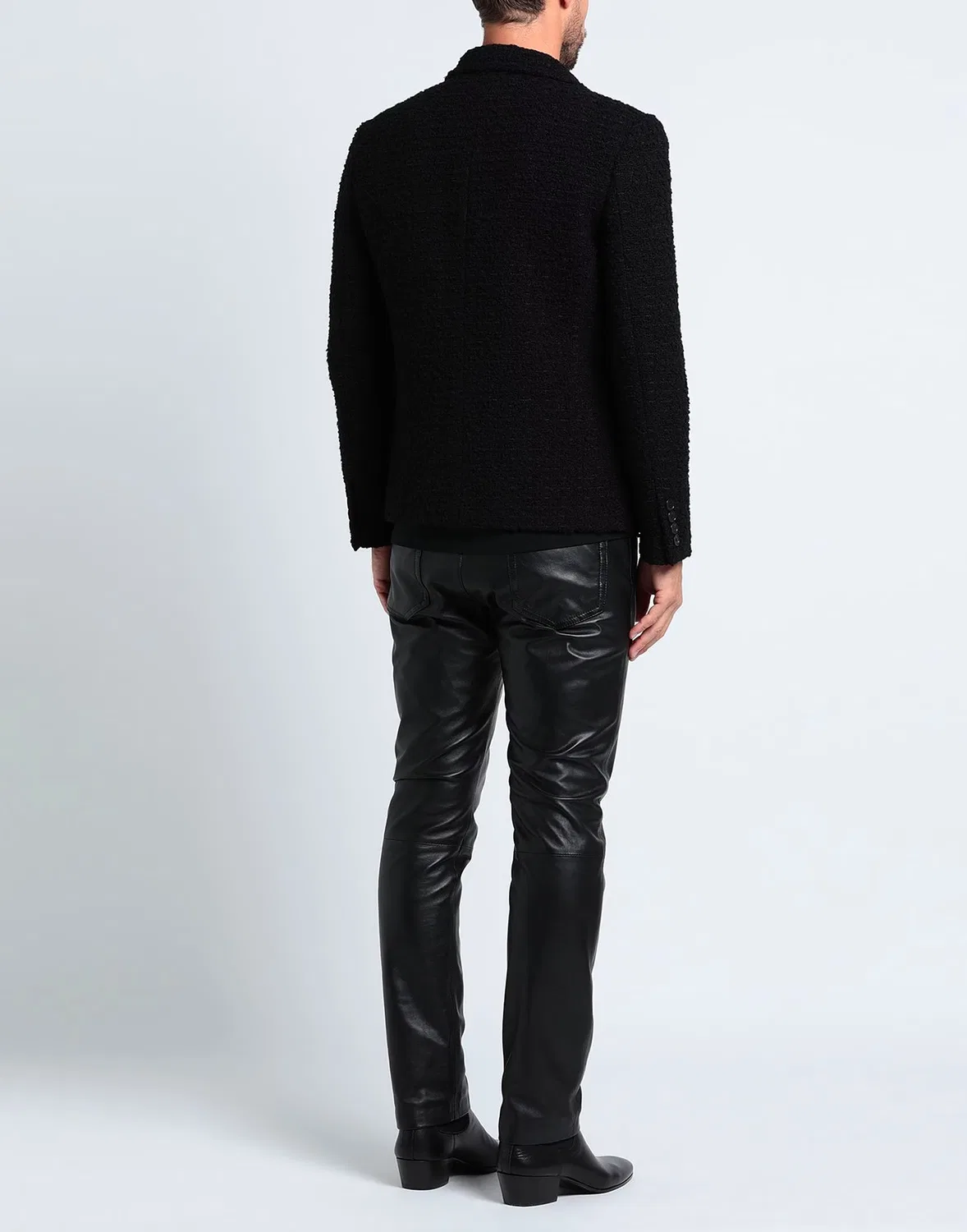 Пиджак из твида черный SAINT LAURENT — фото 3