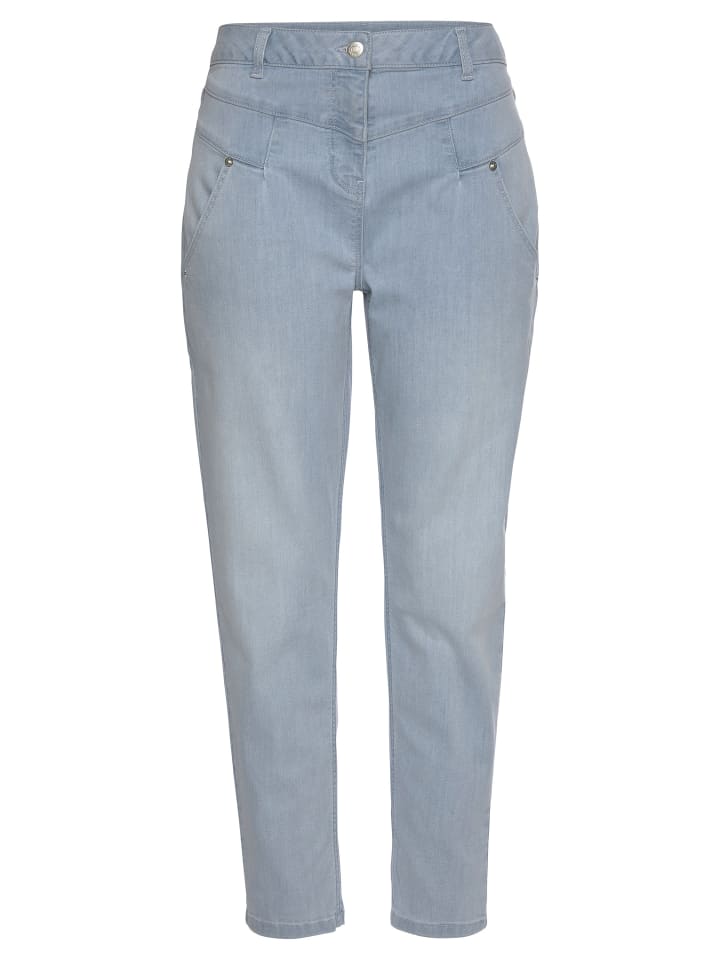 

LASCANA Джинсы "мом" светло-голубого цвета с эффектом потертости