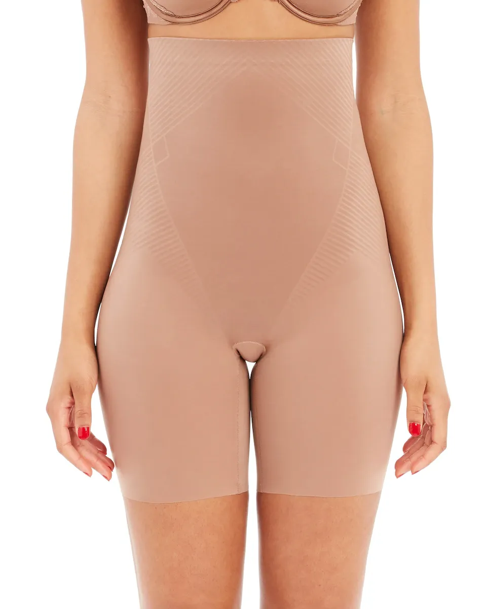 

Утягивающие брюки с завышенной талией и поясом Spanx, бежевый