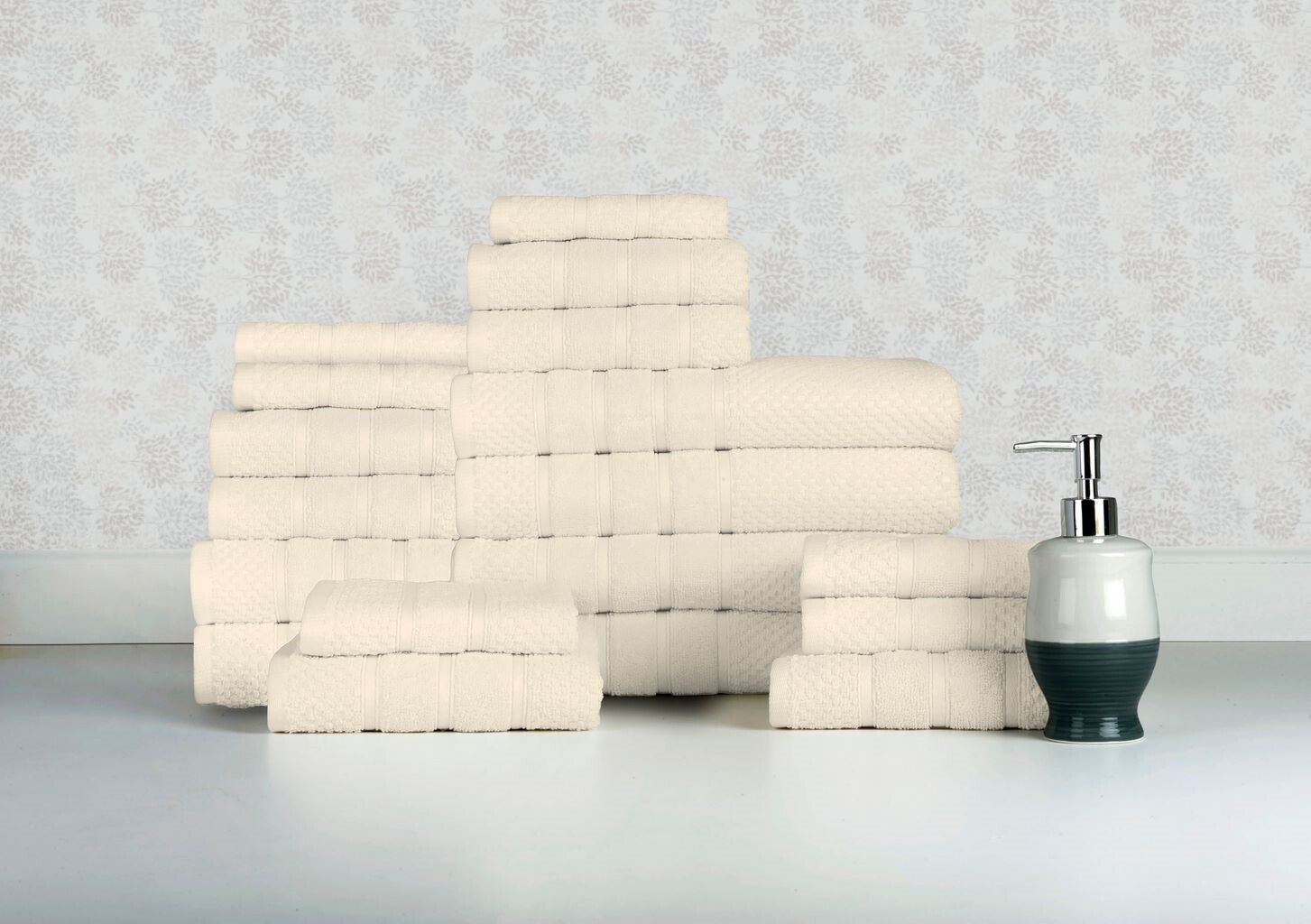 

Bibb Home Набор полотенец из египетского хлопка, 18 предметов, цвет Popcorn Ivory