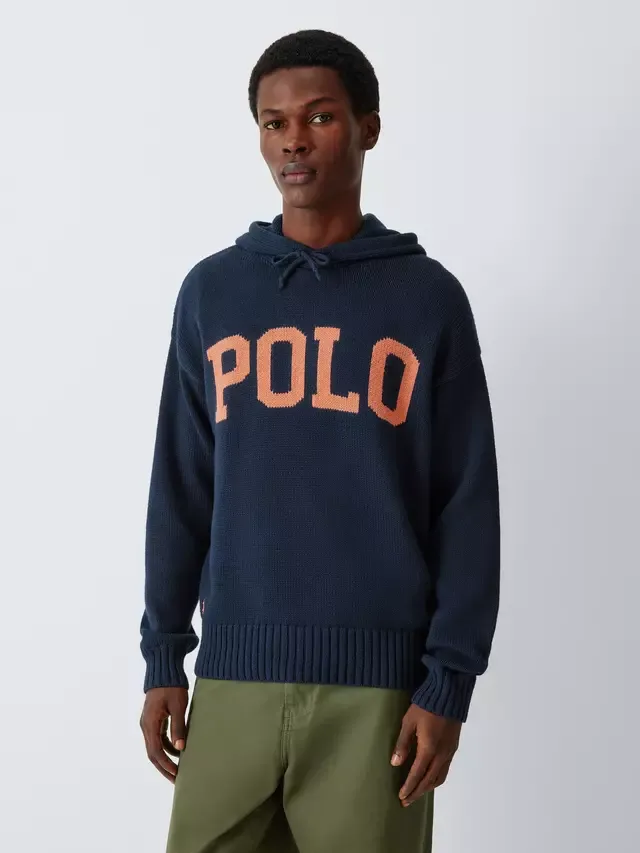 Толстовка-поло, темно-синяя с оранжевым рисунком Ralph Lauren