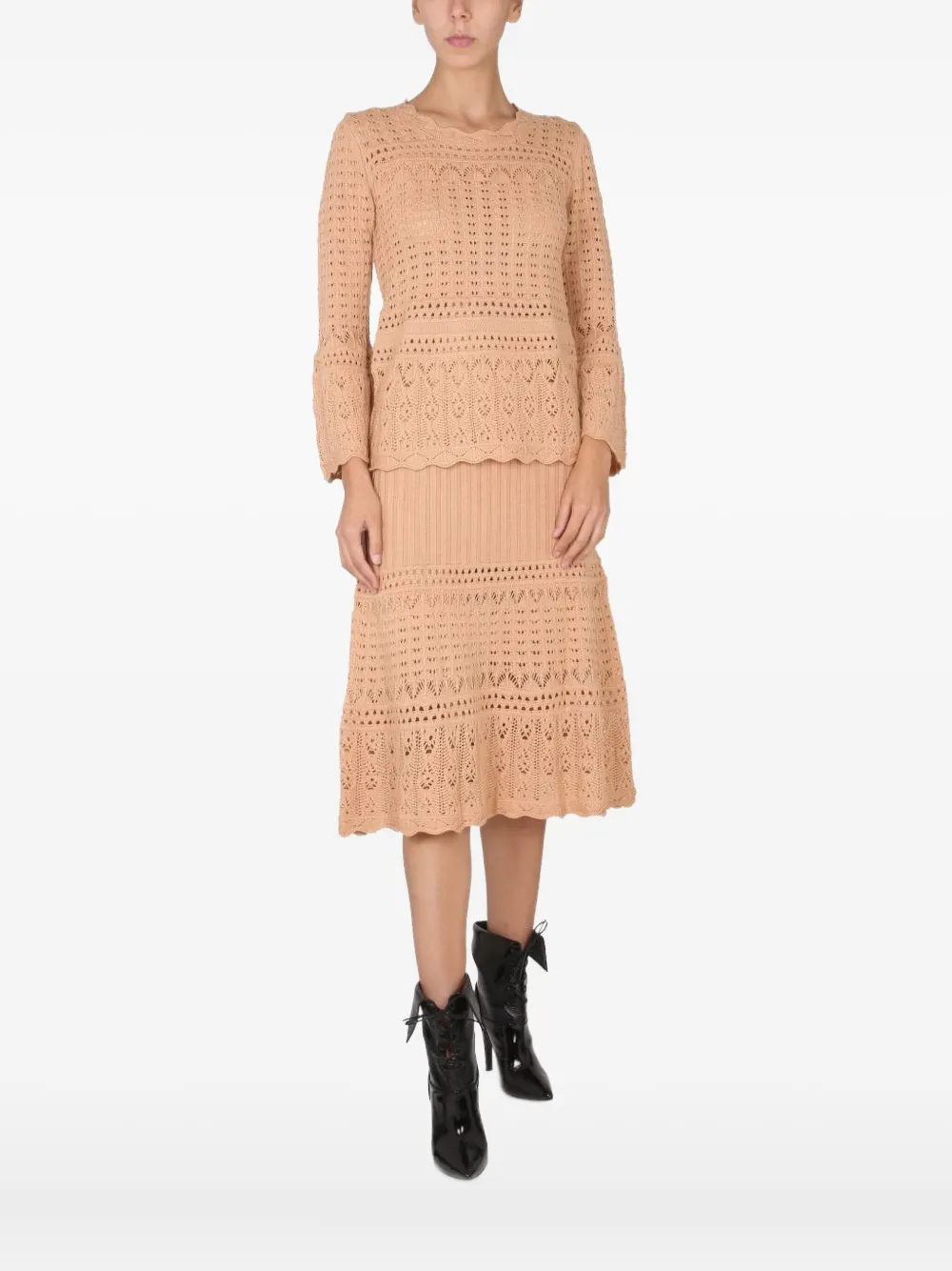 

Свитер вязаный крючком Boutique Moschino, бежевый