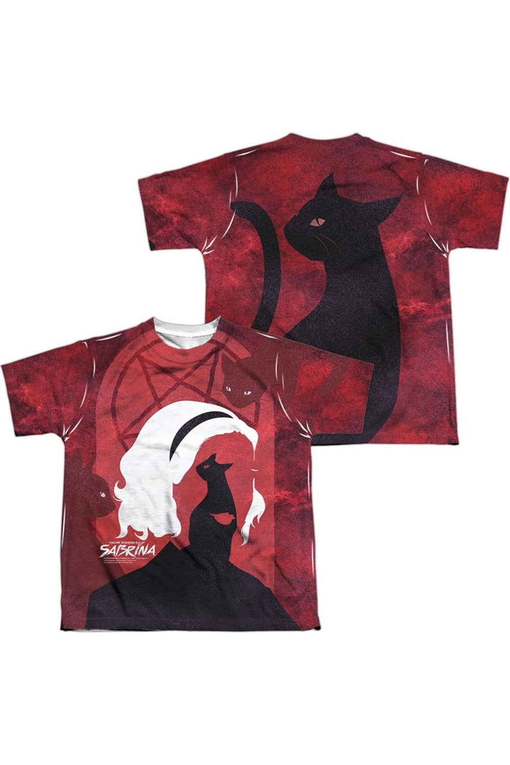 

Футболка с коротким рукавом для подростков "Chilling Adventures Of Sabrina" с кошками (принт спереди и сзади) Gildan, белый