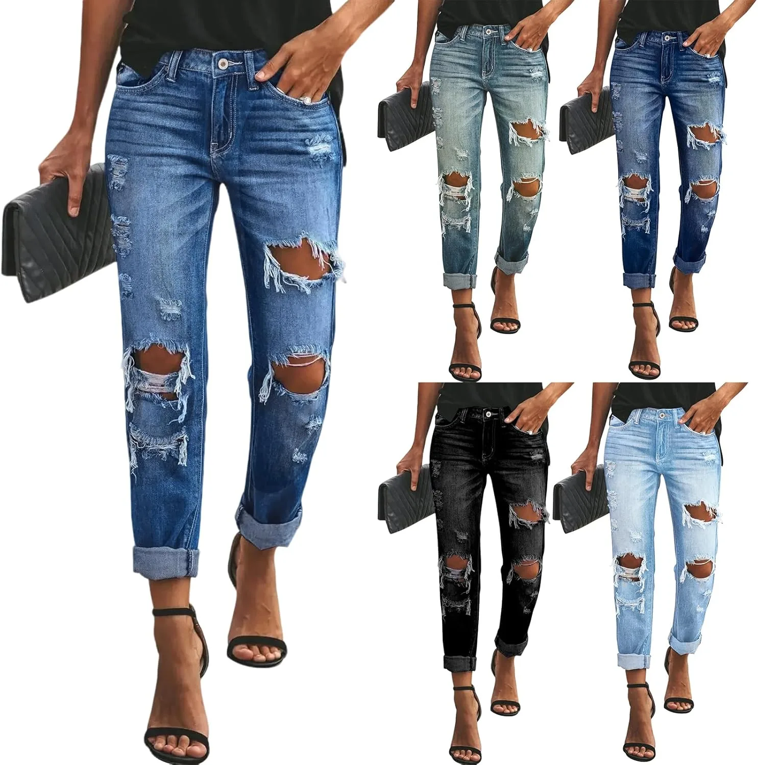 

Gumipy рваные джинсы женские cuffed distressed skinny