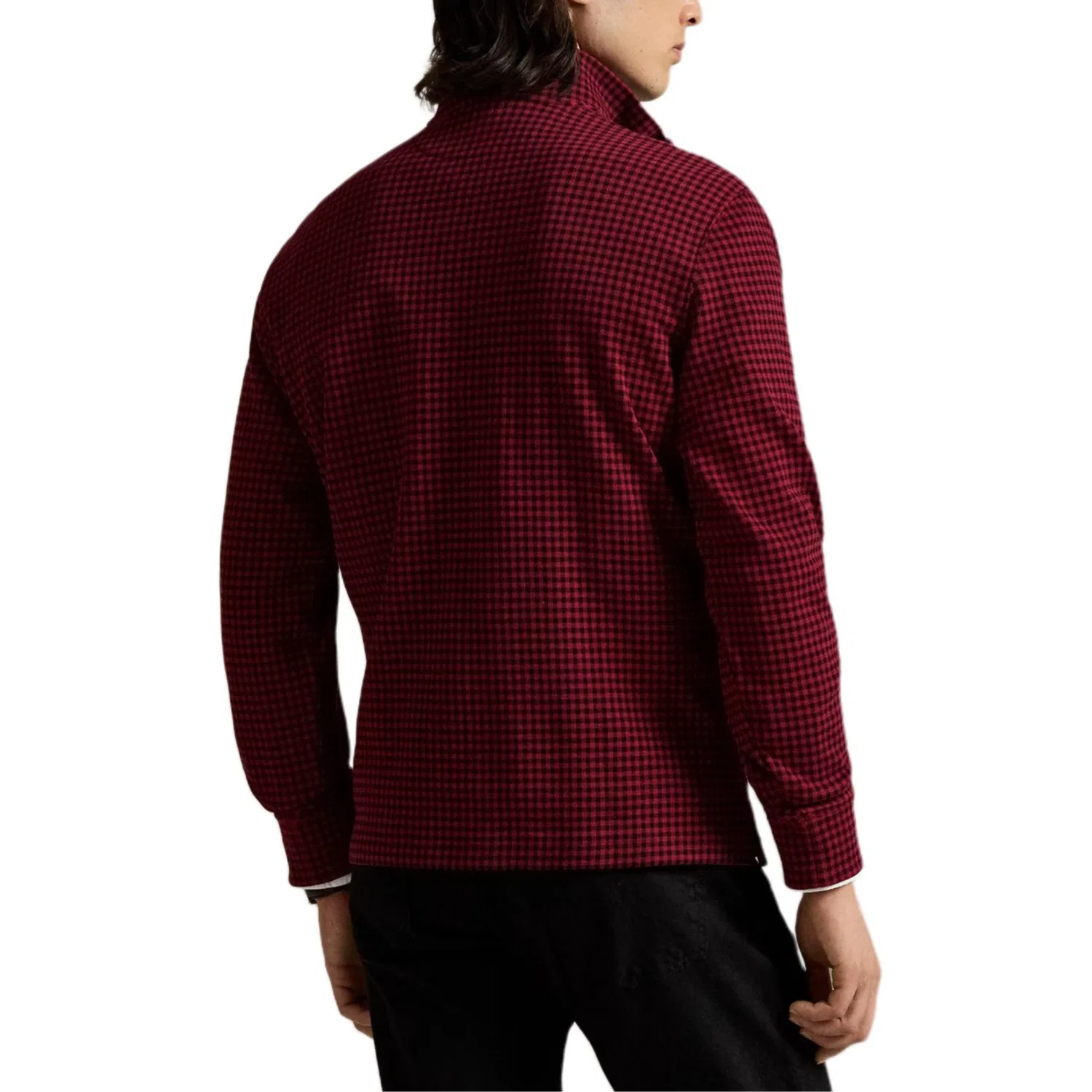 Свитер полузастежка-молния в клетку гингем Polo Ralph Lauren, Holiday Plaid Red — фото 3
