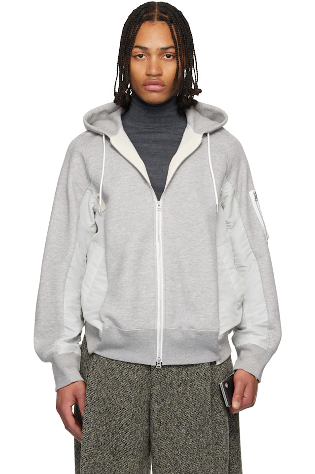 

Толстовка из серой губчатой ткани и нейлонового твила Sacai, L Gray/L Gray