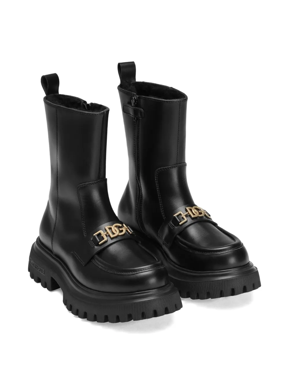 Ботинки с цепочкой Dolce & Gabbana Kids, черный